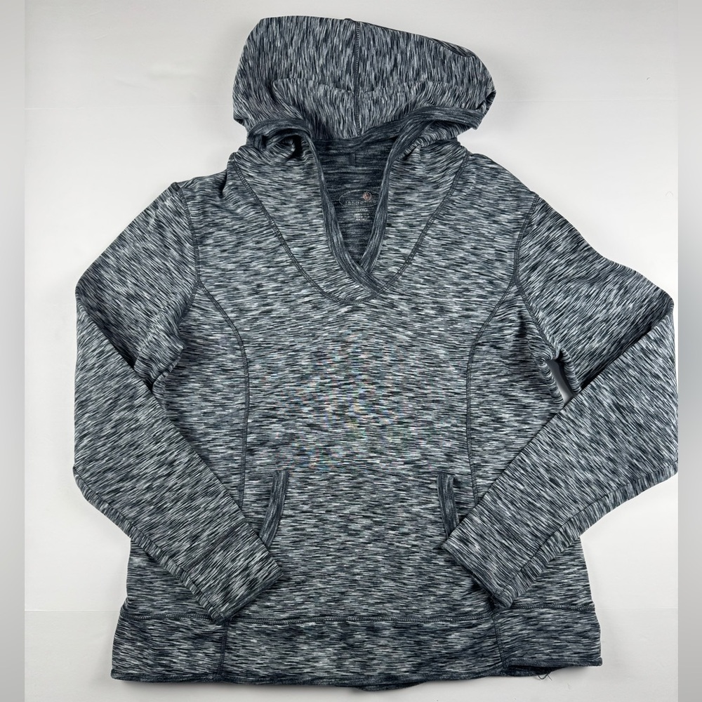 Tangerine Heathered Gray Pullover Hoodie fleece lined with kangaroo pocket XL